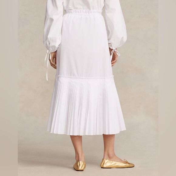 NWT Polo Ralph Lauren Pleated-Hem Drawstrine A-Line
Skirt Sz 14 in White - Picture 5 of 7